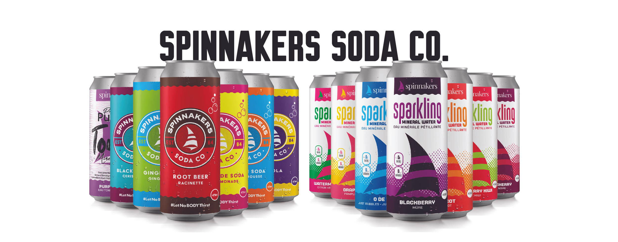 Cans of Spinnakers craft soda