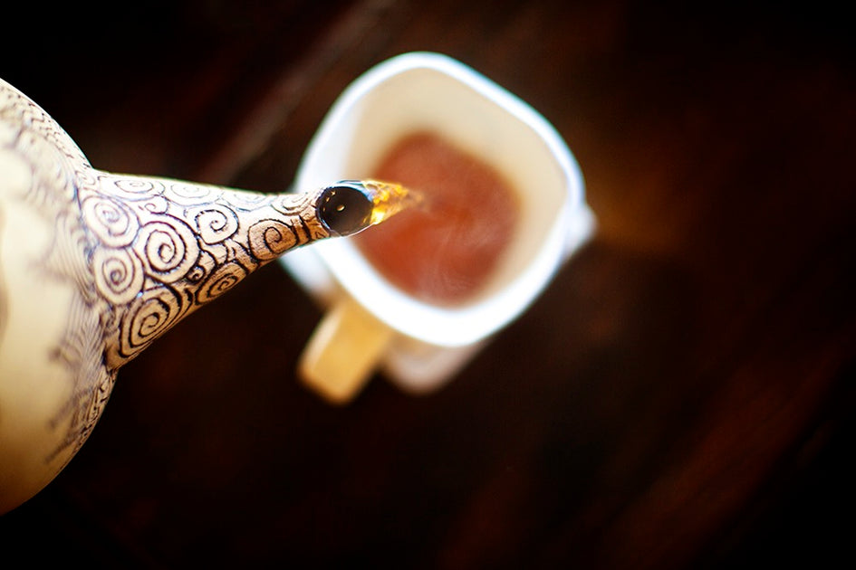 Pouring tea grown at Westholme Tea Farm
